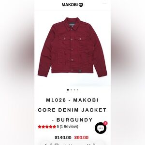 MAKOBI Men's Maroon Denim Jacket